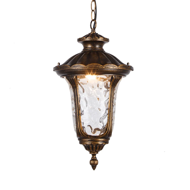 Urn Shade Patio Hanglamp Boerderij Helder Dimple Glas 1 Kop Zwart/Brons Afwerking Plafondophangarmatuur Clearhalo