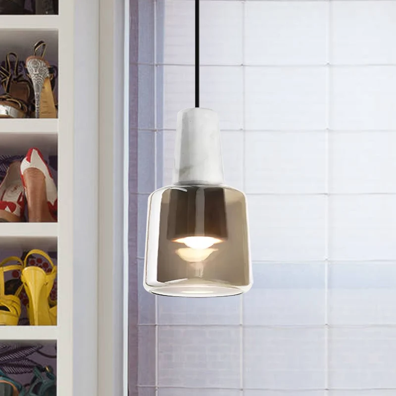 Urn slaapkamer hanglamp rookgrijs glas 1 kop moderne hangende verlichtingsarmatuur Clearhalo