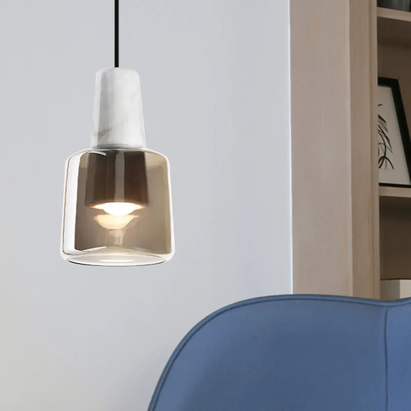 Urn slaapkamer hanglamp rookgrijs glas 1 kop moderne hangende verlichtingsarmatuur Clearhalo