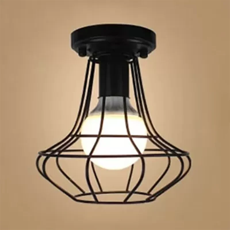 Urn/vaas kooi metalen inbouwlamp vintage stijl 1 lamp woonkamer plafondlamp zwart Clearhalo
