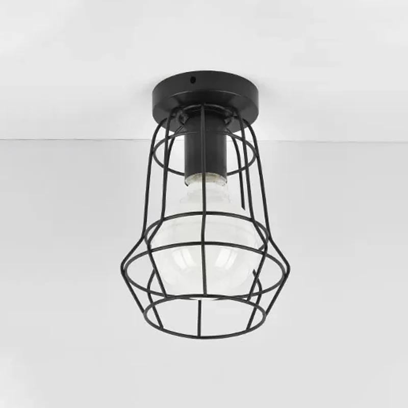 Urn/vaas kooi metalen inbouwlamp vintage stijl 1 lamp woonkamer plafondlamp zwart Clearhalo