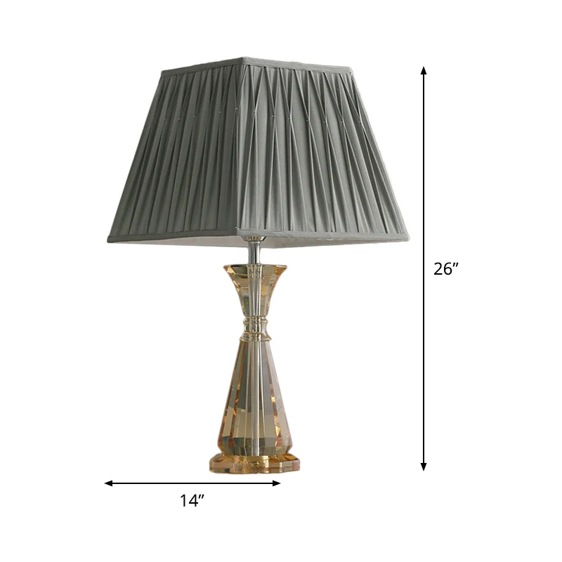 Urnvormige stoffen tafellamp Modernisme Handgesneden kristal 1-lamps kleine bureaulamp grijs Clearhalo
