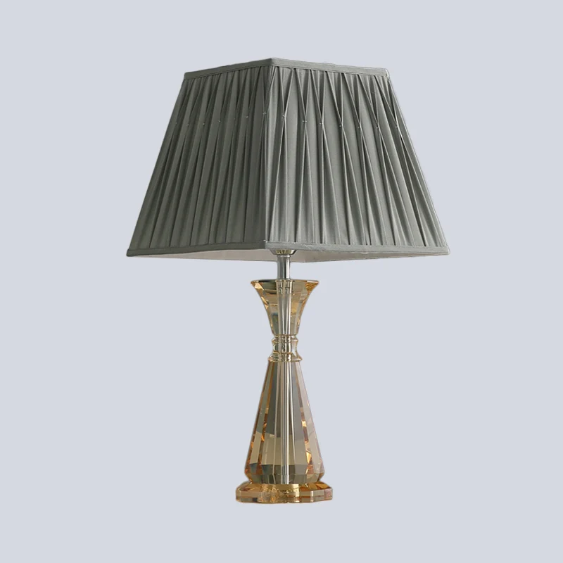 Urnvormige stoffen tafellamp Modernisme Handgesneden kristal 1-lamps kleine bureaulamp grijs Clearhalo