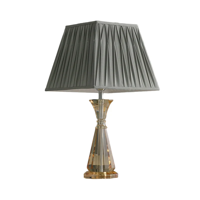 Urnvormige stoffen tafellamp Modernisme Handgesneden kristal 1-lamps kleine bureaulamp grijs Clearhalo