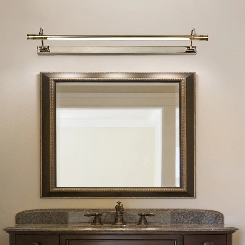 Vanity Lamp van metaal met nikkelafwerking Buisvormige wandlamp landelijke stijl met verstelbare gebogen arm Clearhalo