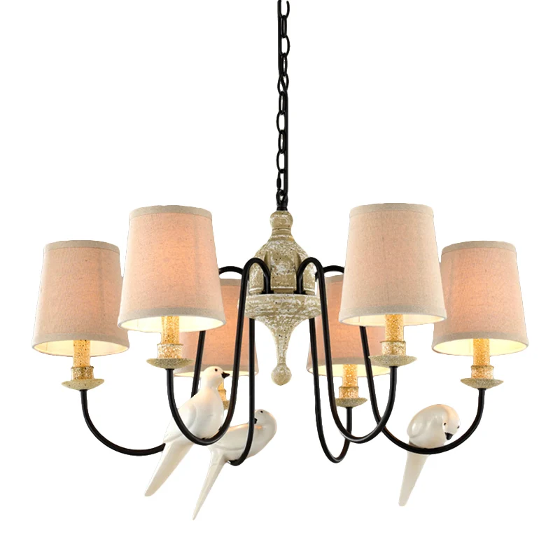 Vat hangende kroonluchter licht Scandinavische stof 3/6 koppen lichtbruin hangend plafondlicht Clearhalo