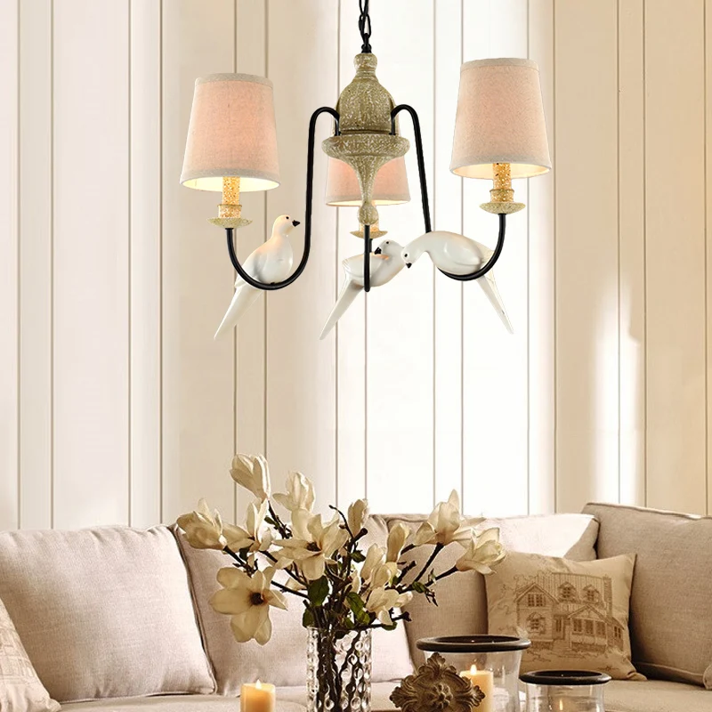Vat hangende kroonluchter licht Scandinavische stof 3/6 koppen lichtbruin hangend plafondlicht Clearhalo