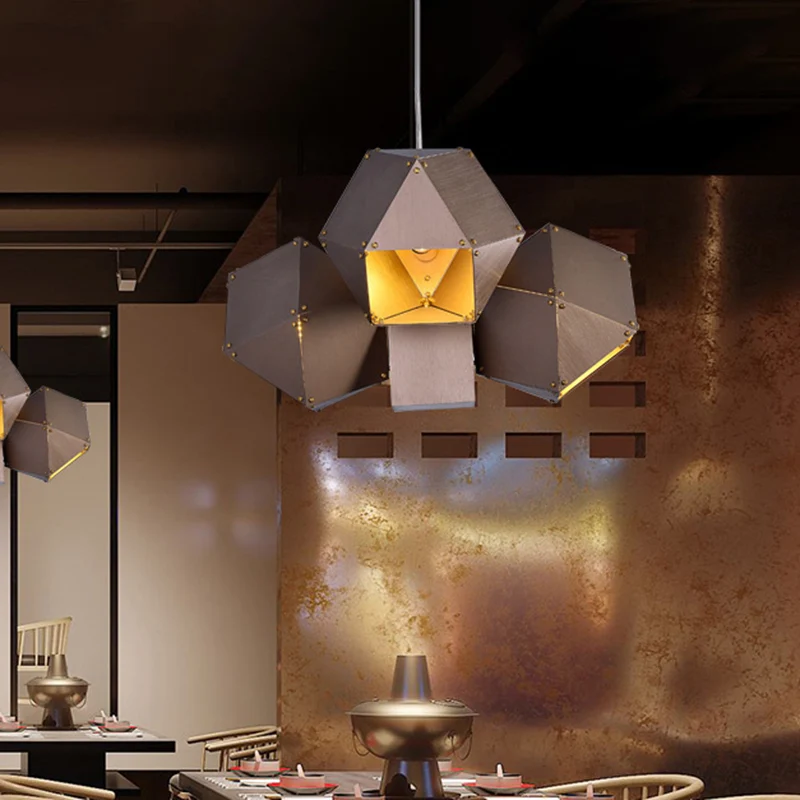 Veelvlakvorm plafondkroonluchter modernistisch aluminium 3-lichts restaurant hanglamp koffie Clearhalo