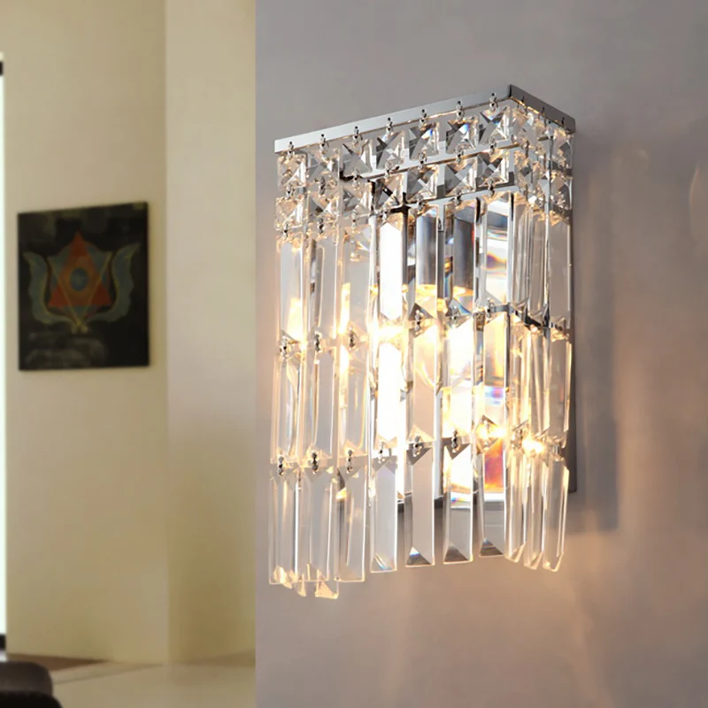Verchroomd kristal prisma schansverlichting 2 lampen moderne stijlvolle wandgemonteerde lamp voor gang Clearhalo