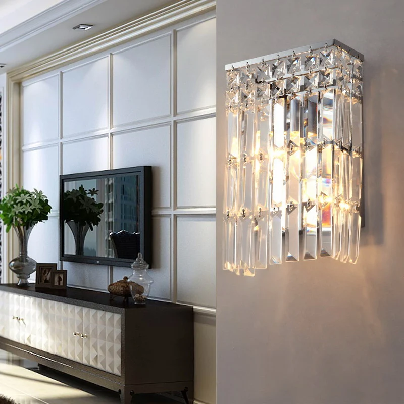 Verchroomd kristal prisma schansverlichting 2 lampen moderne stijlvolle wandgemonteerde lamp voor gang Clearhalo