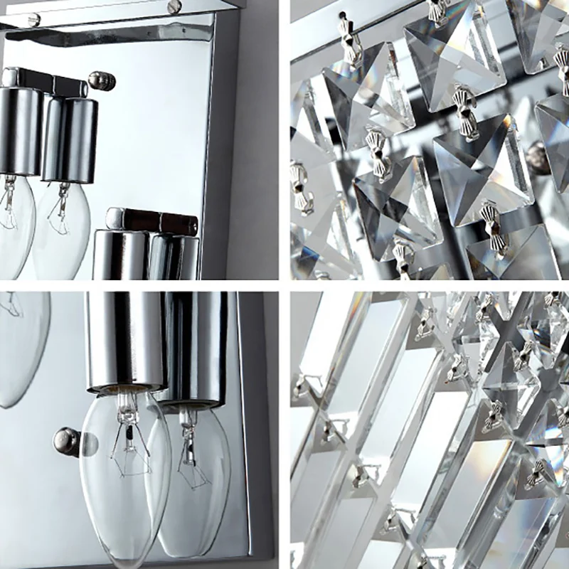 Verchroomd kristal prisma schansverlichting 2 lampen moderne stijlvolle wandgemonteerde lamp voor gang Clearhalo