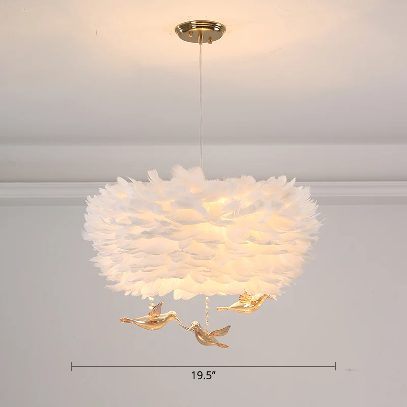 Verennestvormige kroonluchter Minimalisme hanglamp met kristallen vogeldecor Clearhalo