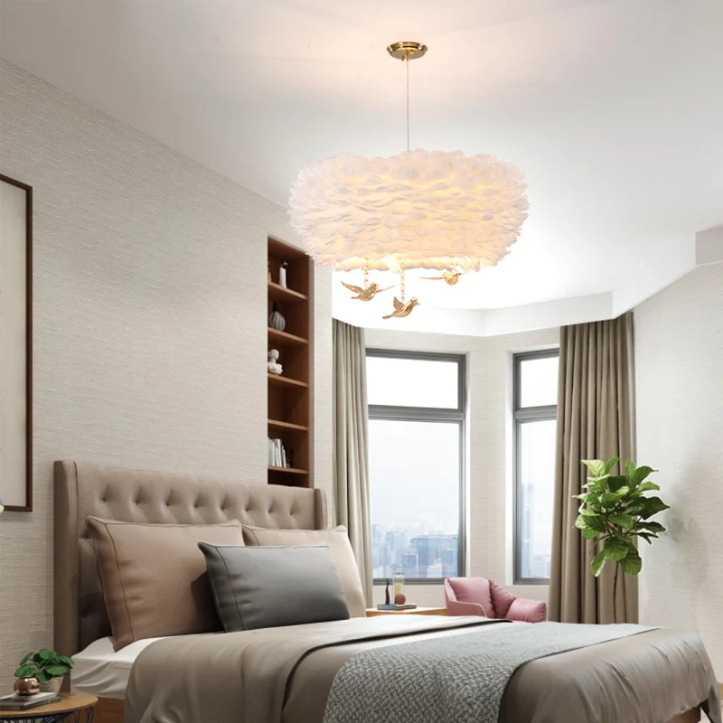 Verennestvormige kroonluchter Minimalisme hanglamp met kristallen vogeldecor Clearhalo