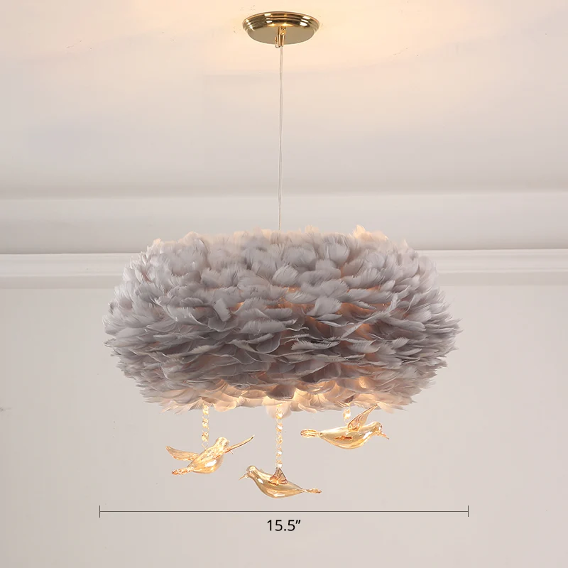 Verennestvormige kroonluchter Minimalisme hanglamp met kristallen vogeldecor Clearhalo