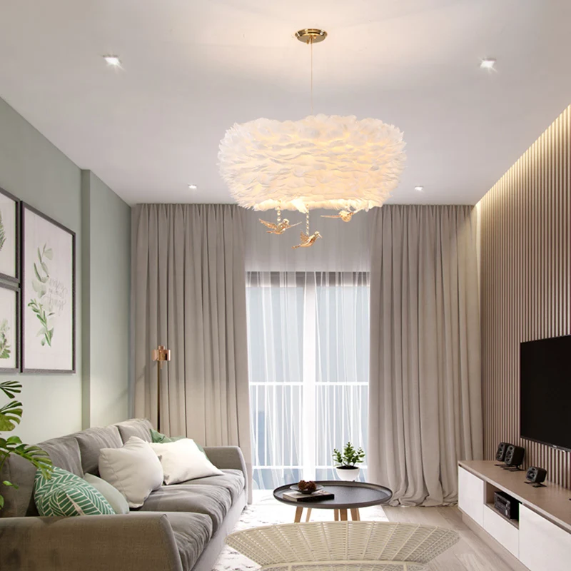 Verennestvormige kroonluchter Minimalisme hanglamp met kristallen vogeldecor Clearhalo