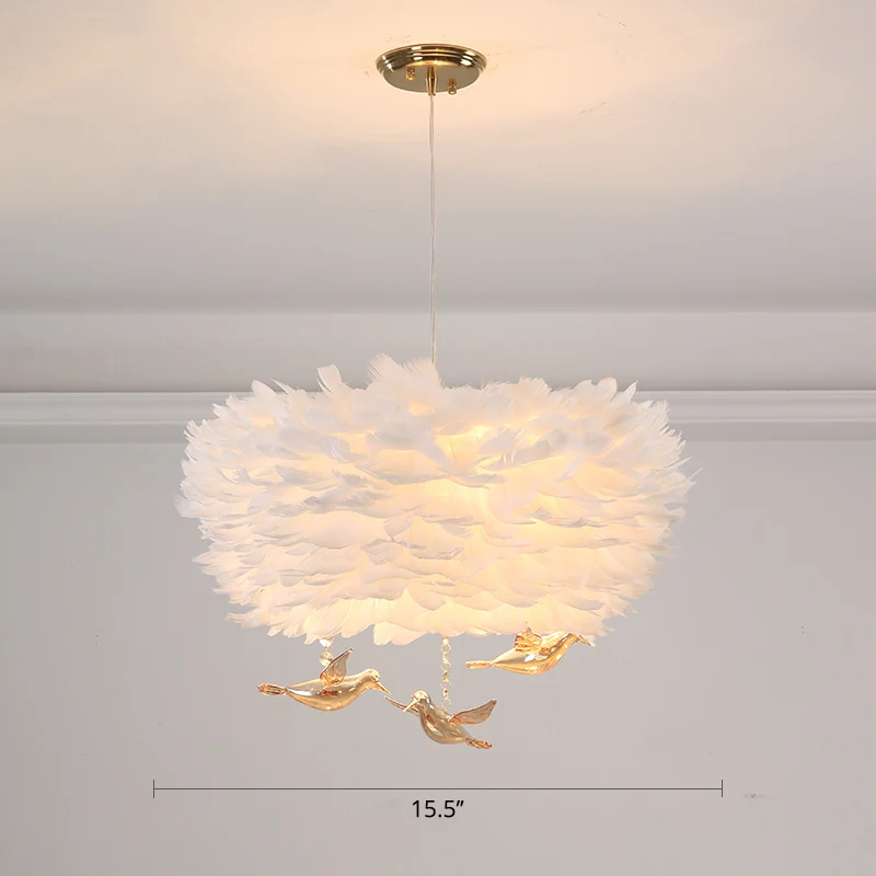 Verennestvormige kroonluchter Minimalisme hanglamp met kristallen vogeldecor Clearhalo