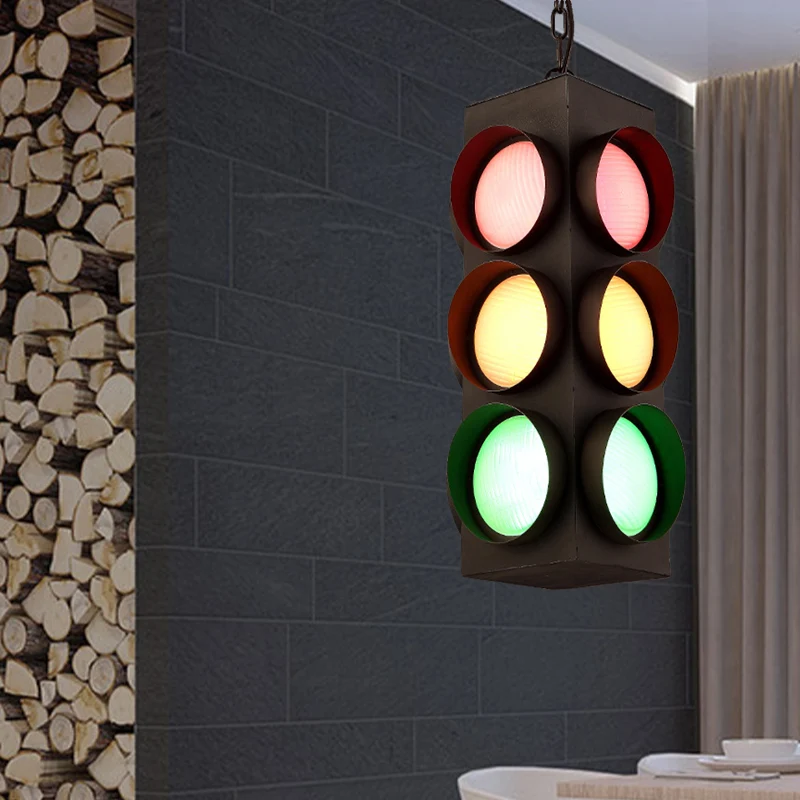 Verkeerslicht Restaurant Hanglamp Metaal Antieke Creatieve Kroonluchter zwarte afwerking Clearhalo