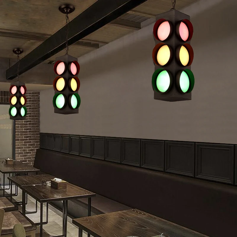 Verkeerslicht Restaurant Hanglamp Metaal Antieke Creatieve Kroonluchter zwarte afwerking Clearhalo