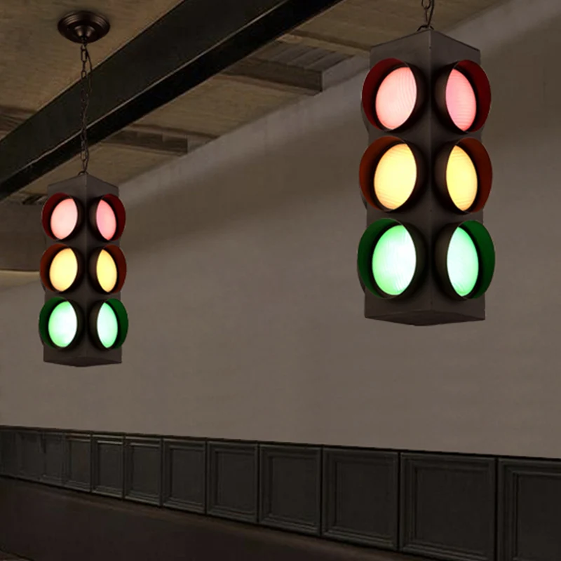 Verkeerslicht Restaurant Hanglamp Metaal Antieke Creatieve Kroonluchter zwarte afwerking Clearhalo