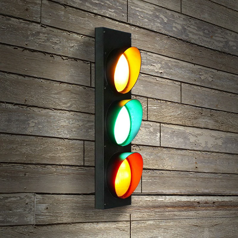 Verkeerslichtbord Wandverlichting Decoratieve metalen restaurant wandkandelaar zwart Clearhalo