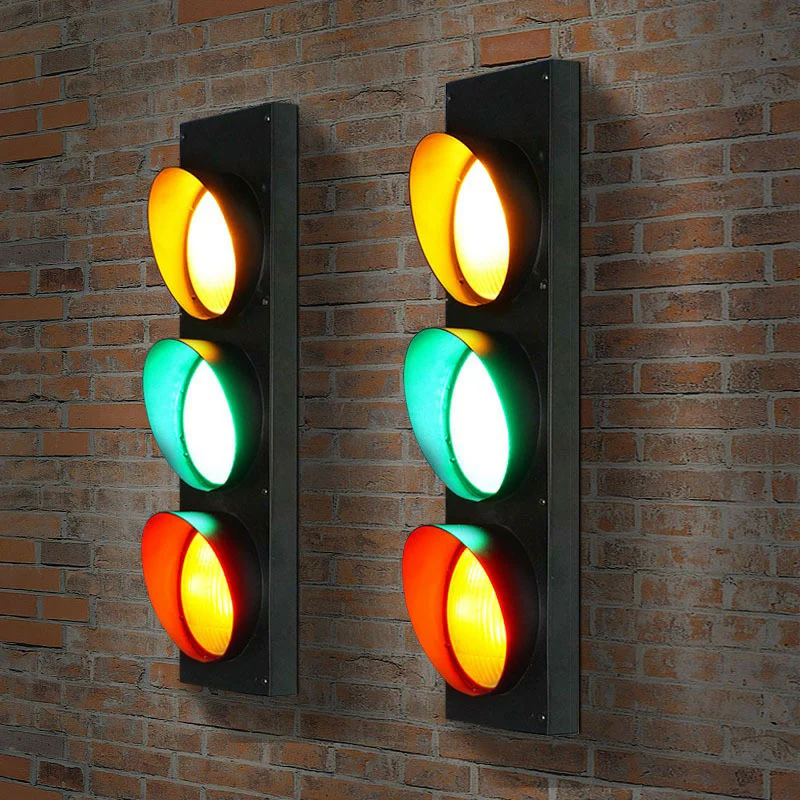 Verkeerslichtbord Wandverlichting Decoratieve metalen restaurant wandkandelaar zwart Clearhalo