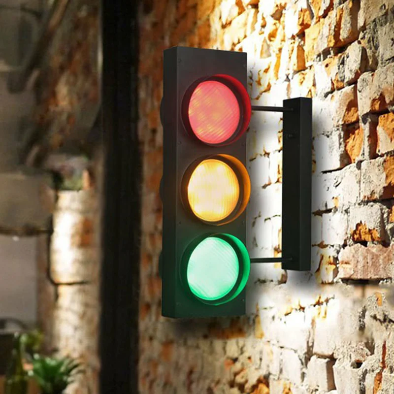 Verkeerslichtbord Wandverlichting Decoratieve metalen restaurant wandkandelaar zwart Clearhalo