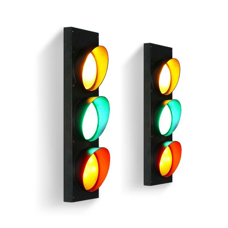 Verkeerslichtbord Wandverlichting Decoratieve metalen restaurant wandkandelaar zwart Clearhalo