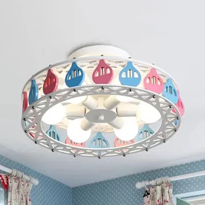 Verpleegkamer Drum Semi Inbouw Licht Metaal Zes Lichten Cartoon Plafondlamp Clearhalo