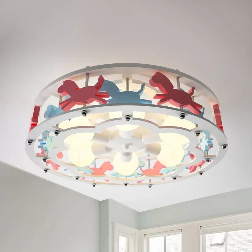 Verpleegkamer Drum Semi Inbouw Licht Metaal Zes Lichten Cartoon Plafondlamp Clearhalo