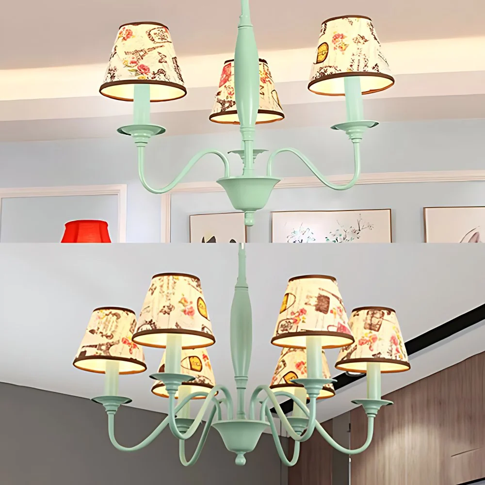 Verpleegkamer Toren Bloem Kroonluchter Metaal Macaron Stijl Groen Hanglamp Clearhalo
