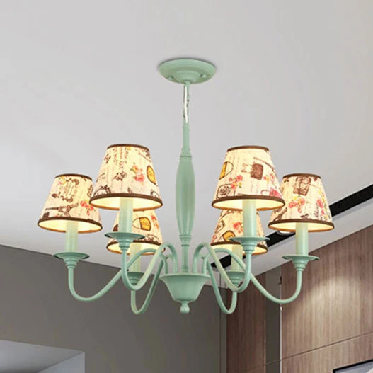 Verpleegkamer Toren Bloem Kroonluchter Metaal Macaron Stijl Groen Hanglamp Clearhalo