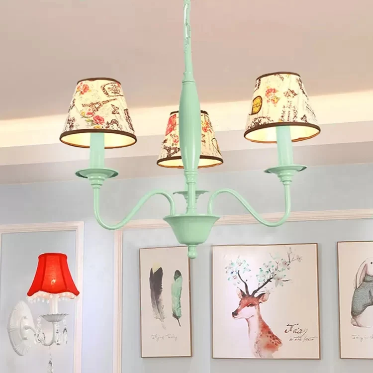 Verpleegkamer Toren Bloem Kroonluchter Metaal Macaron Stijl Groen Hanglamp Clearhalo