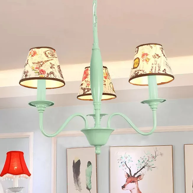 Verpleegkamer Toren Bloem Kroonluchter Metaal Macaron Stijl Groen Hanglamp Clearhalo