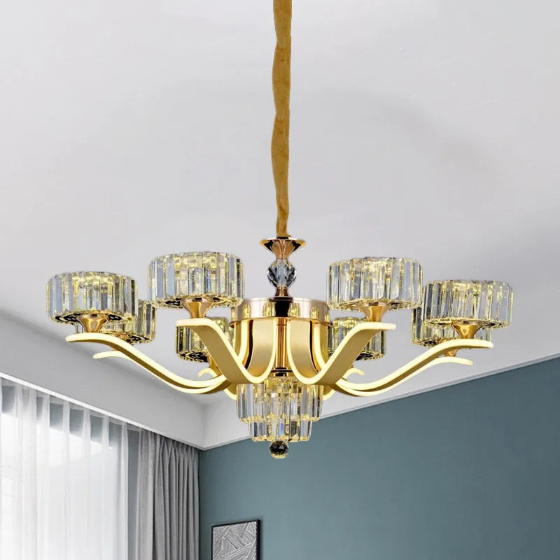Verspreide kristallen kroonluchter licht postmoderne 8-kops woonkamer hanglamp goud Clearhalo
