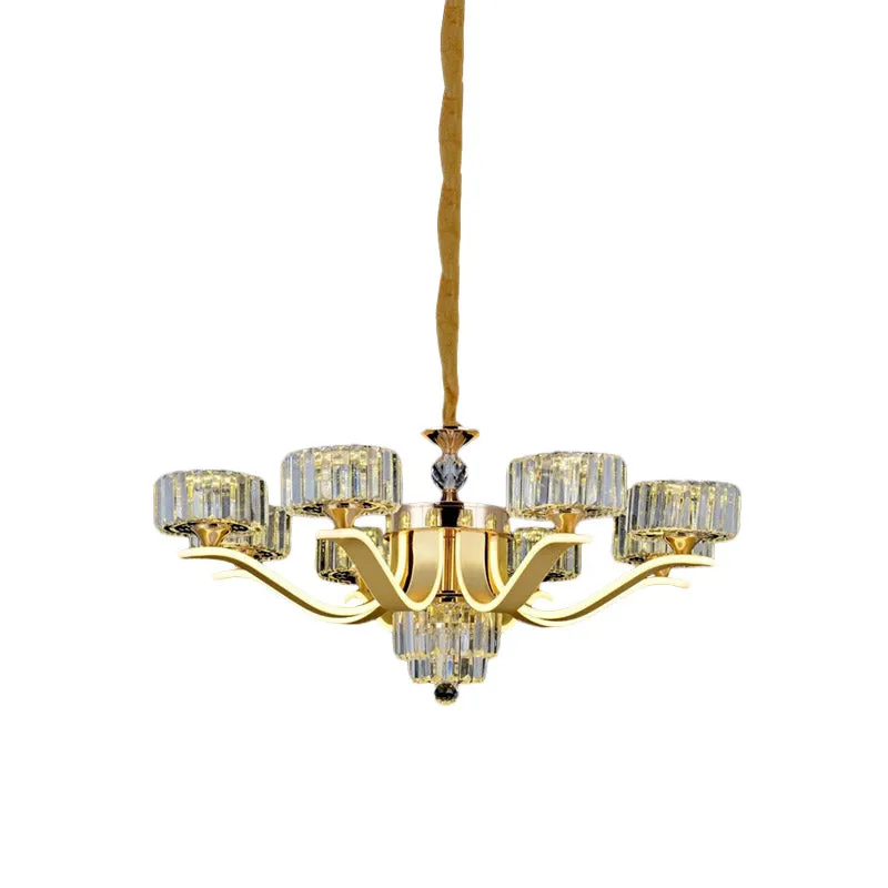 Verspreide kristallen kroonluchter licht postmoderne 8-kops woonkamer hanglamp goud Clearhalo