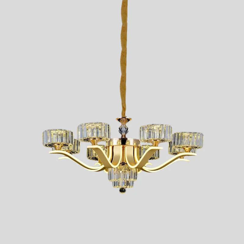 Verspreide kristallen kroonluchter licht postmoderne 8-kops woonkamer hanglamp goud Clearhalo
