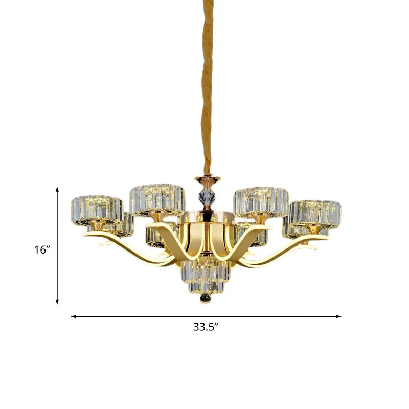 Verspreide kristallen kroonluchter licht postmoderne 8-kops woonkamer hanglamp goud Clearhalo