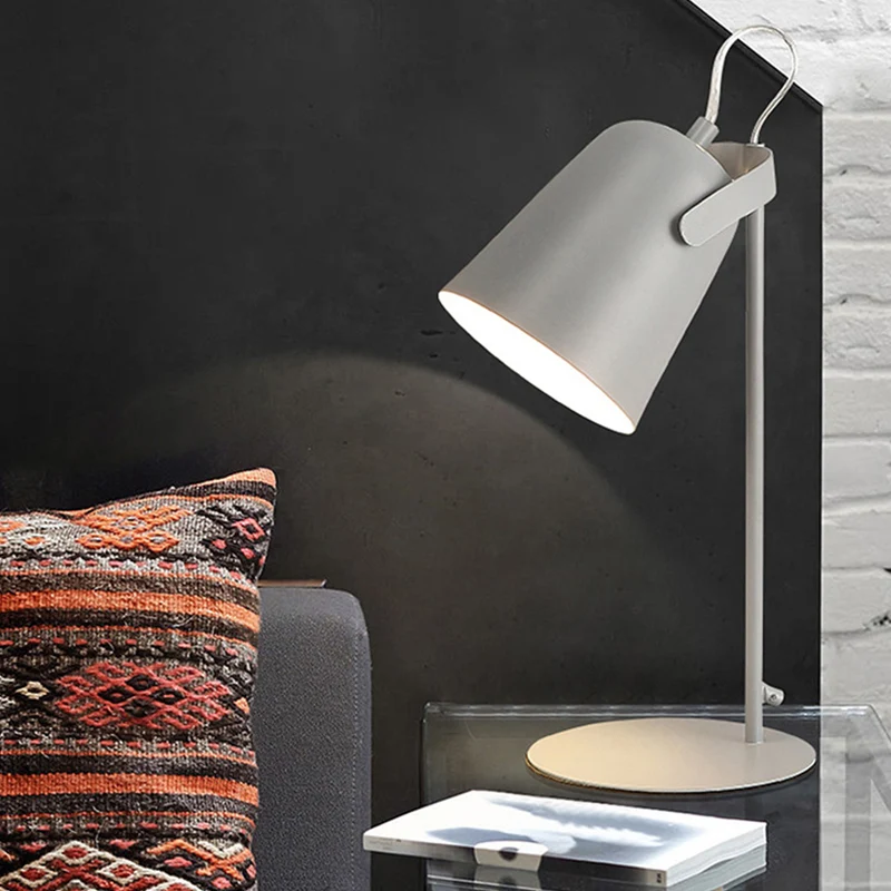Verstelbare Barre Shade Bureaulamp Macaron Style Metallic 1-lichts staande bureaulamp voor slaapkamers zwart/grijs Clearhalo