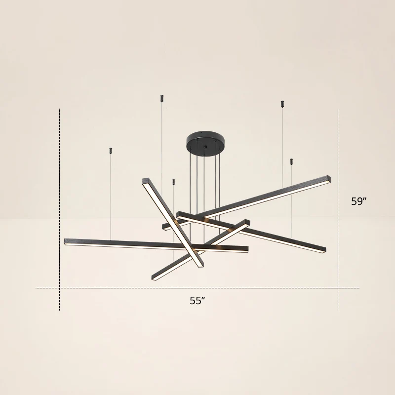 Verstelbare lijnkunst hanglamp Minimalistische metalen slaapkamer LED-plafondkroonluchter Clearhalo