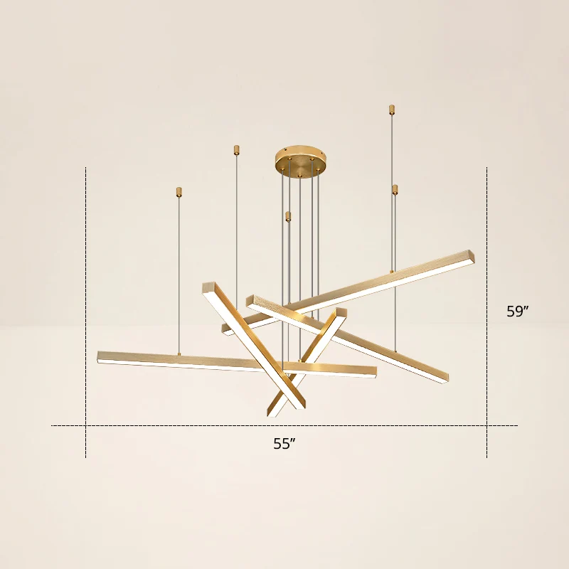 Verstelbare lijnkunst hanglamp Minimalistische metalen slaapkamer LED-plafondkroonluchter Clearhalo