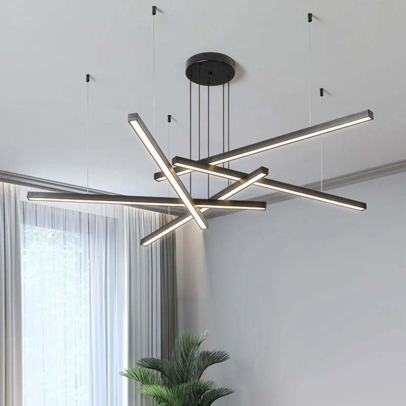 Verstelbare lijnkunst hanglamp Minimalistische metalen slaapkamer LED-plafondkroonluchter Clearhalo