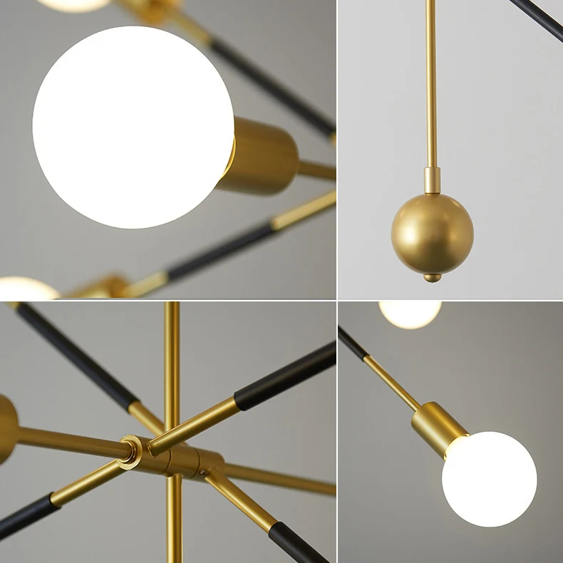Verstelbare lineaire arm kroonluchter licht 6 lampen moderne metalen hanglamp voor restaurant Clearhalo