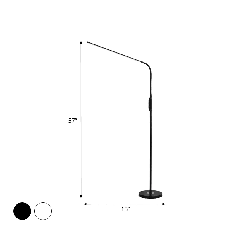 Verstelbare metalen lineaire staande lamp modernistische zwart/witte LED-vloerleeslamp met schakelaar Clearhalo