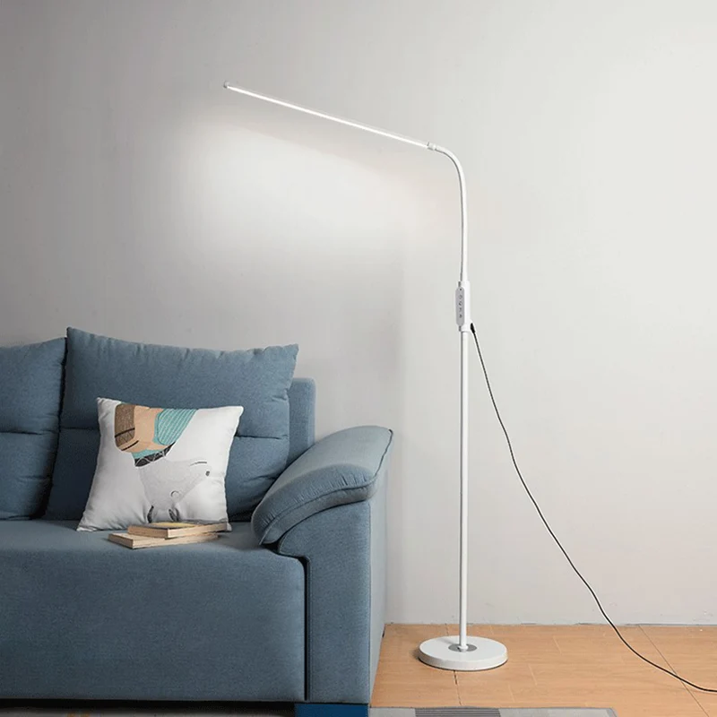 Verstelbare metalen lineaire staande lamp modernistische zwart/witte LED-vloerleeslamp met schakelaar Clearhalo