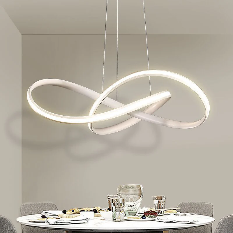 Verstrengelde kroonluchter licht moderne stijl aluminium LED eetkamer hanglamp zwart/wit/koffie, 19,5"/27,5" W Clearhalo