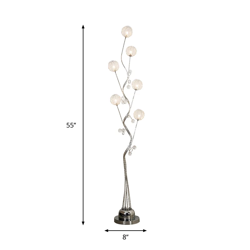Vertakte aluminium vloerlamp Art Decor Woonkamer LED-staande lamp met bolontwerp zilver Clearhalo