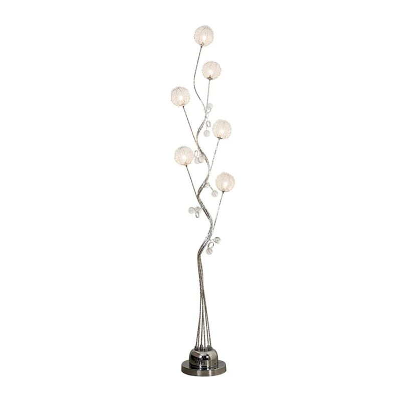 Vertakte aluminium vloerlamp Art Decor Woonkamer LED-staande lamp met bolontwerp zilver Clearhalo