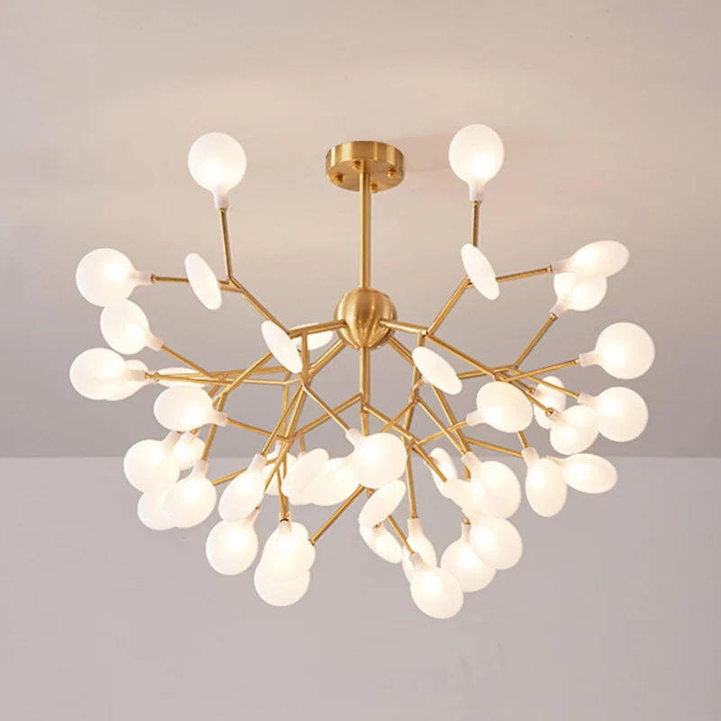 Vertakte Firefly acryl kroonluchter hanglamp Nordic Gold LED hanglamp voor slaapkamer Clearhalo