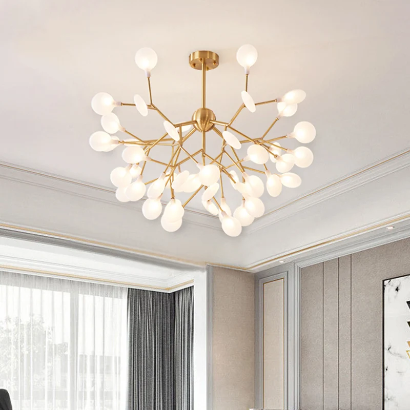 Vertakte Firefly acryl kroonluchter hanglamp Nordic Gold LED hanglamp voor slaapkamer Clearhalo