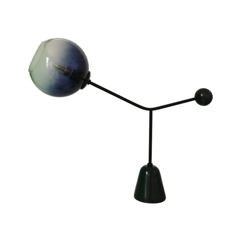 Vervagend blauw glas, bloemachtig nachtlampje, nieuwigheid, modern, 1 lamp, zwarte tafellamp Clearhalo
